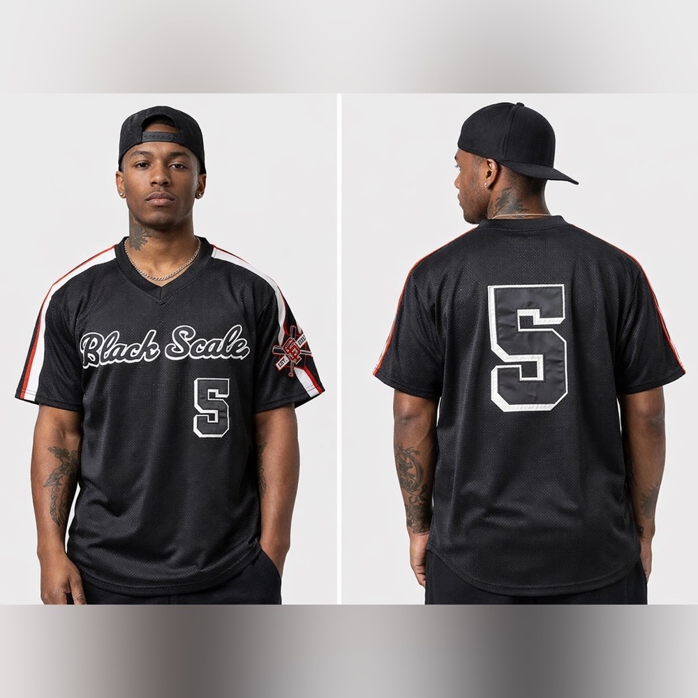 Black Scale men’s baseball Jersey mesh size XL Black #5 Streetwear athletic